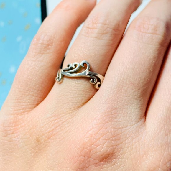 Y2K Vintage 90s 925 Sterling Silver Wave Ring - Picture 1 of 3